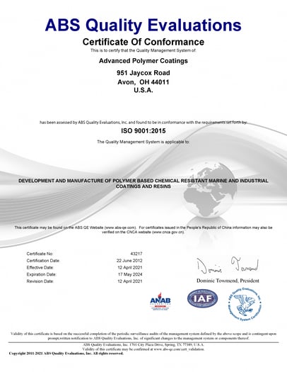 APC - ISO 9001-2015 Certificate - 2024