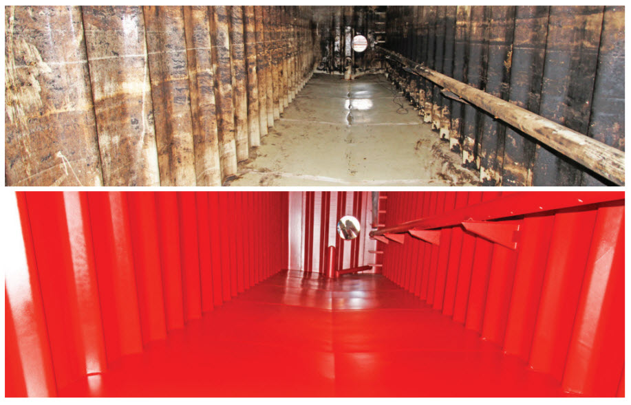 Before - after shot chemical tank